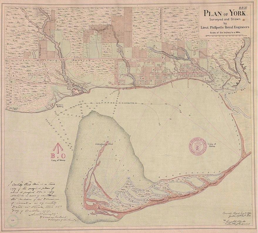 Карта на земята-Йорк, Торонто 1787-1884