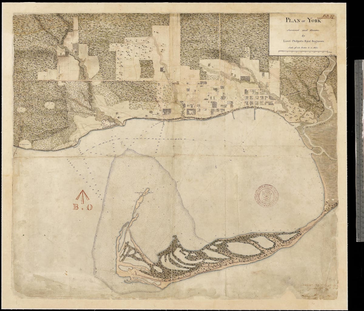 Карта на земята в първите векове Йорк, Торонто 1787-1884