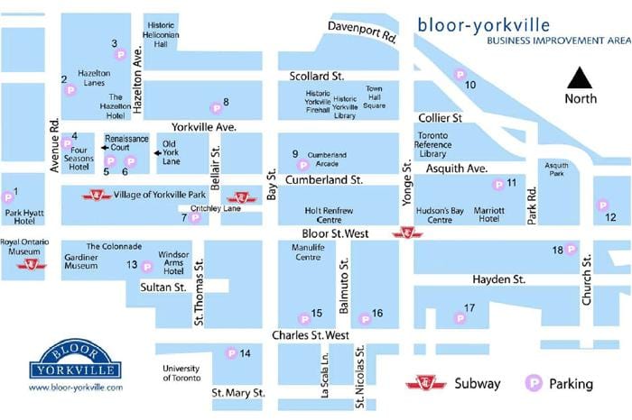 Карта метростанция Bloor-Йорквилл