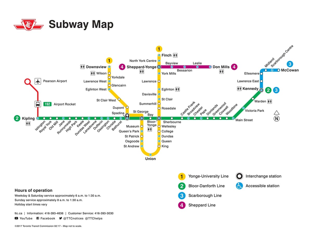Карта Торонто TTC метрото
