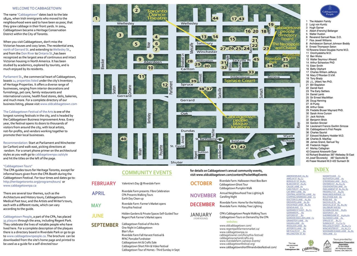 Карта на събитията Cabbagetown Торонто