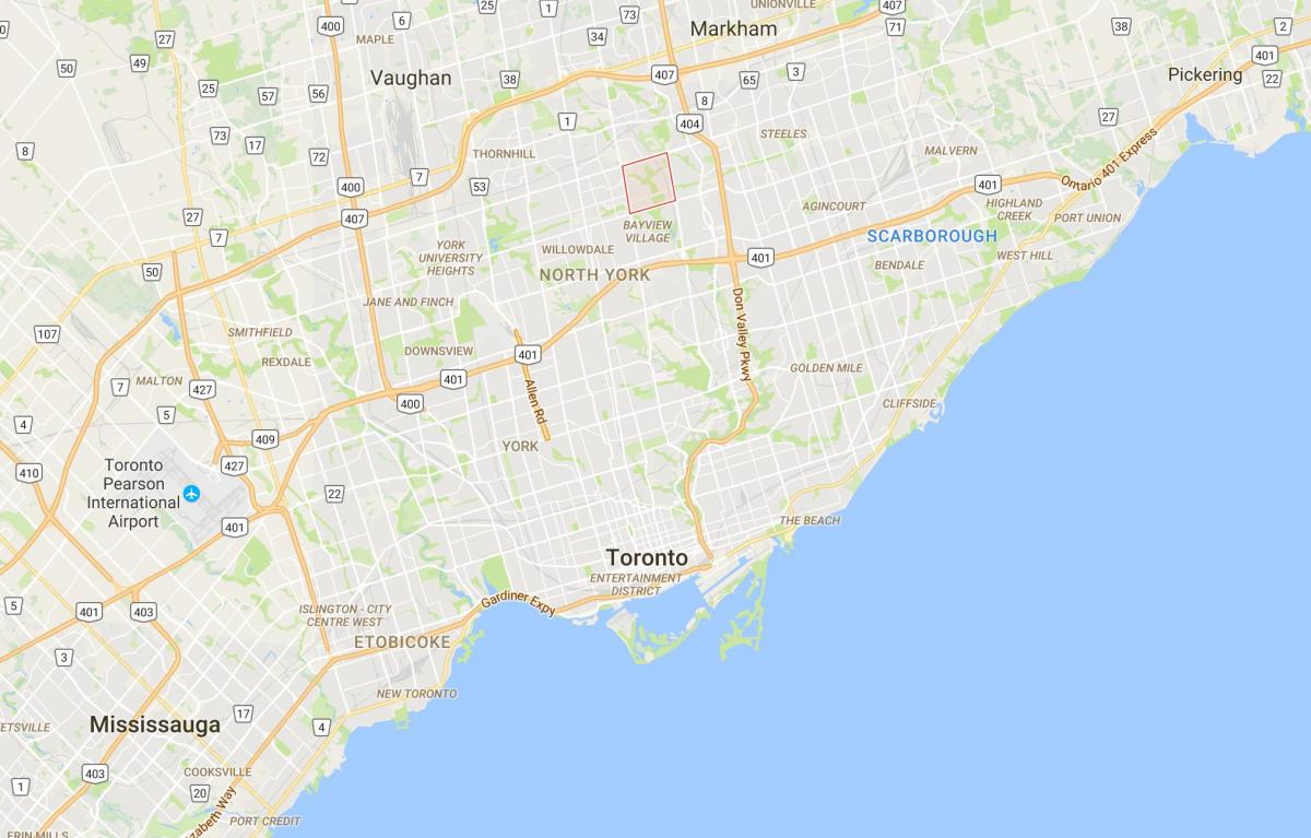 Карта Bayview-Уудс – Стилс район на Торонто
