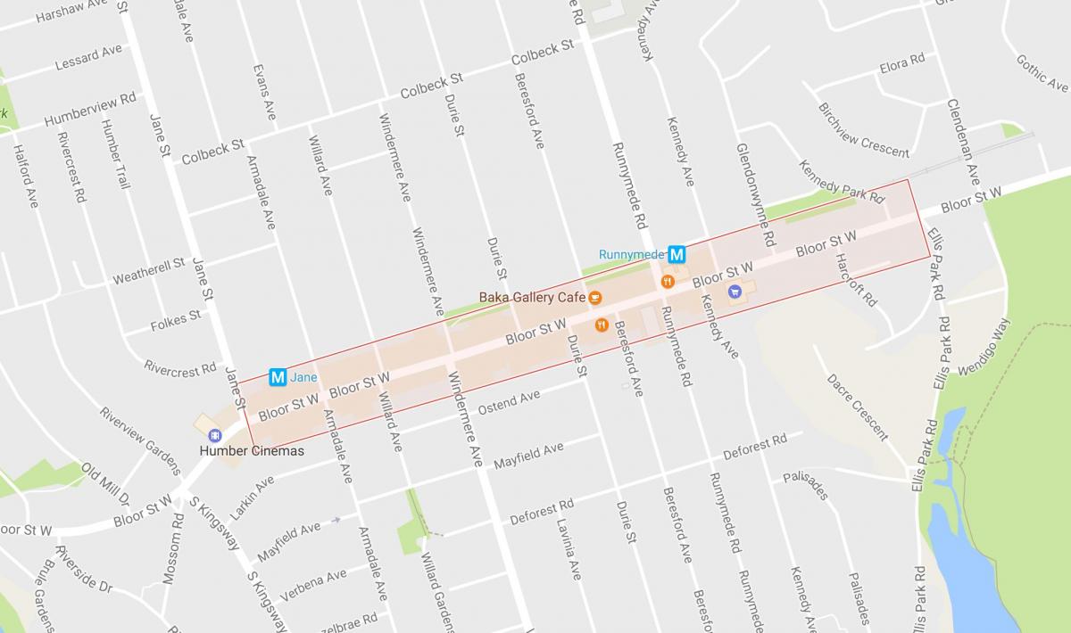 Карта Bloor Уест Вилидж квартал на Торонто