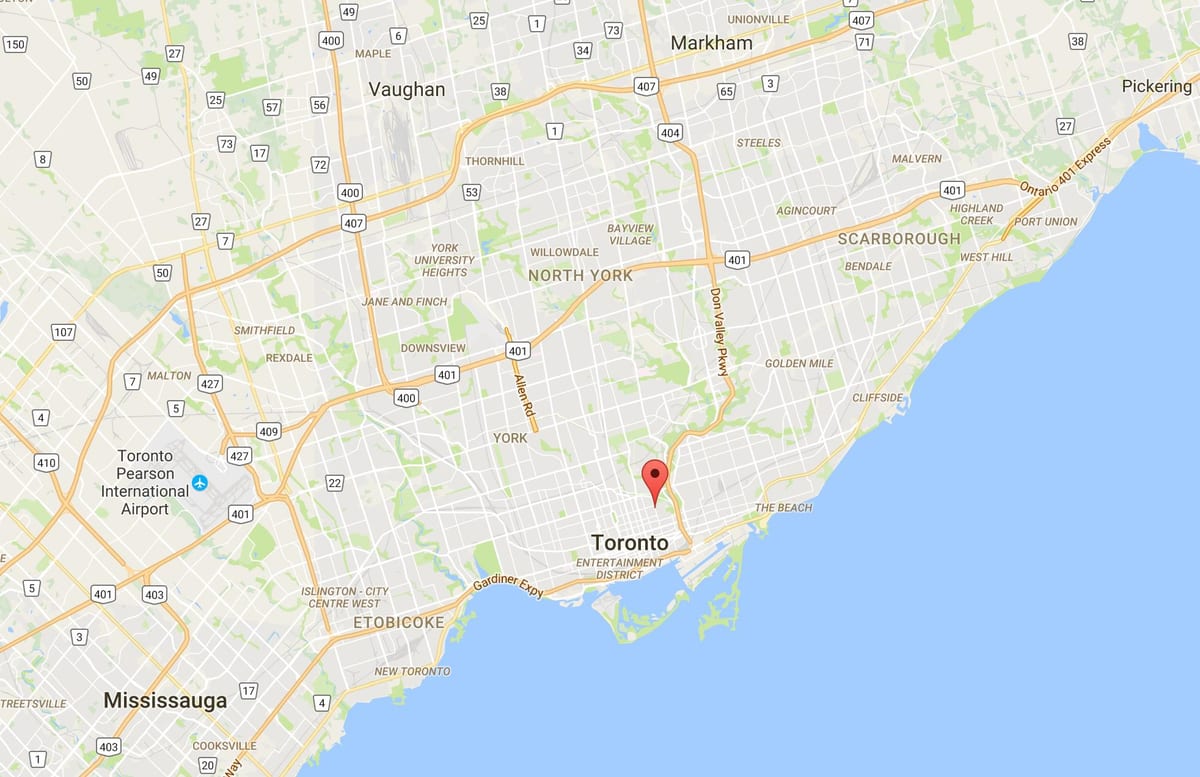 Карта Cabbagetown район на Торонто