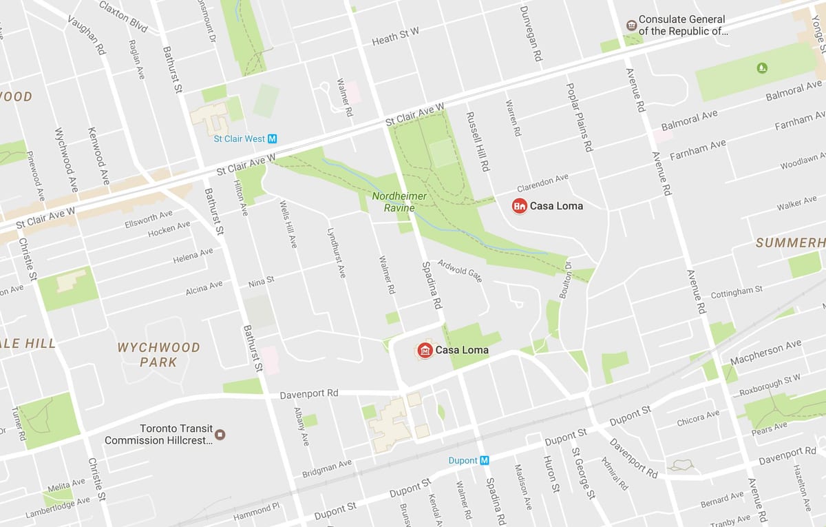 Карта Casa loma квартал на Торонто