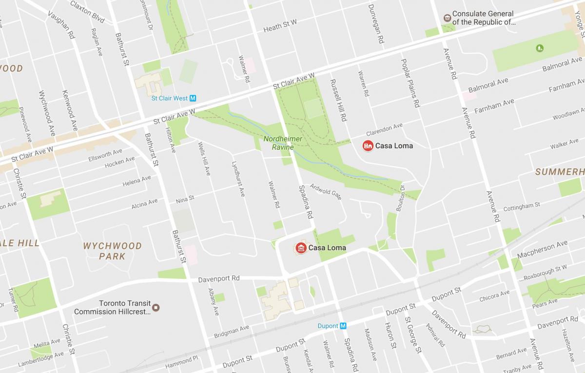 Карта Casa loma квартал на Торонто
