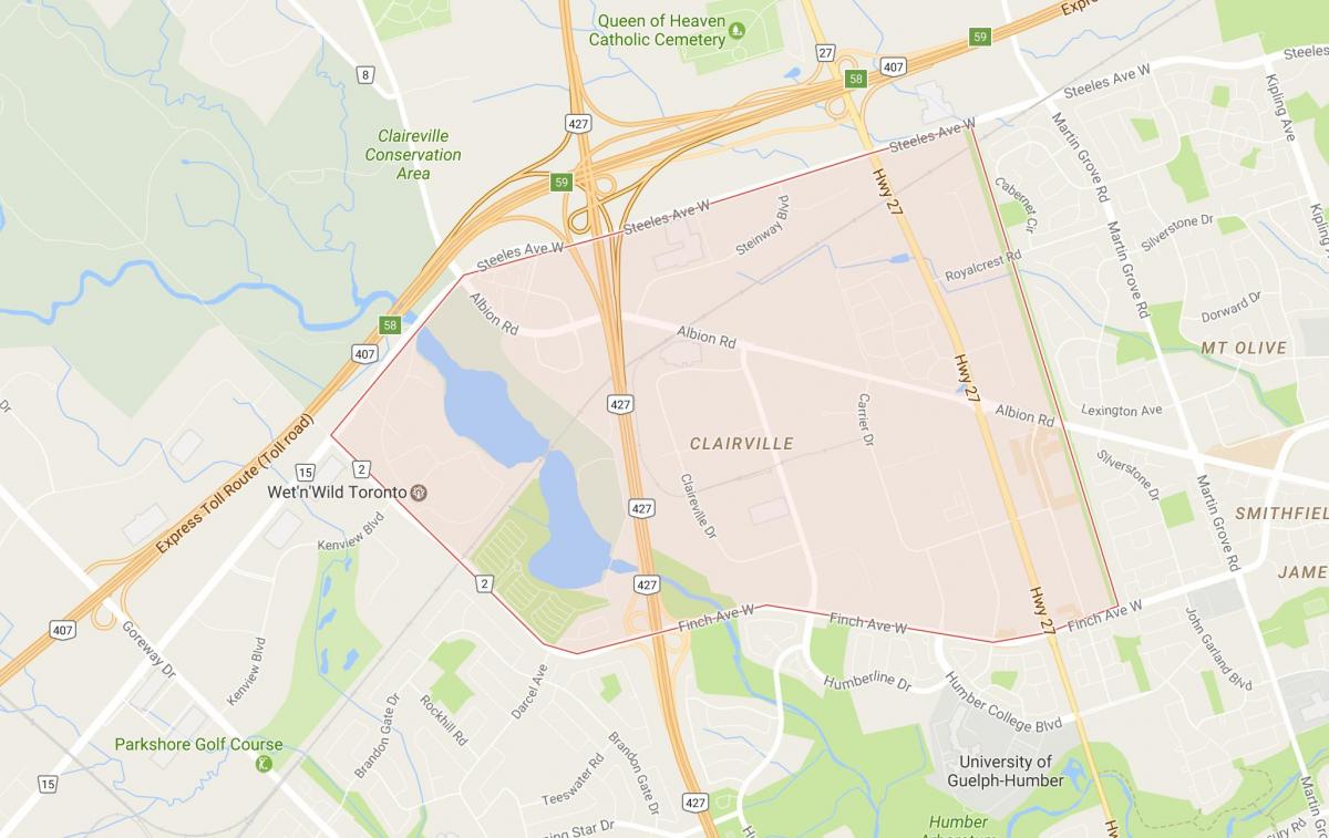 Карта Clairville квартал на Торонто