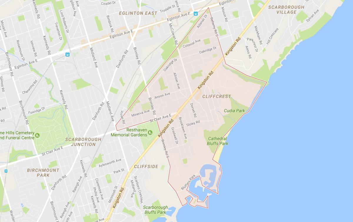 Карта Cliffcrest квартал на Торонто