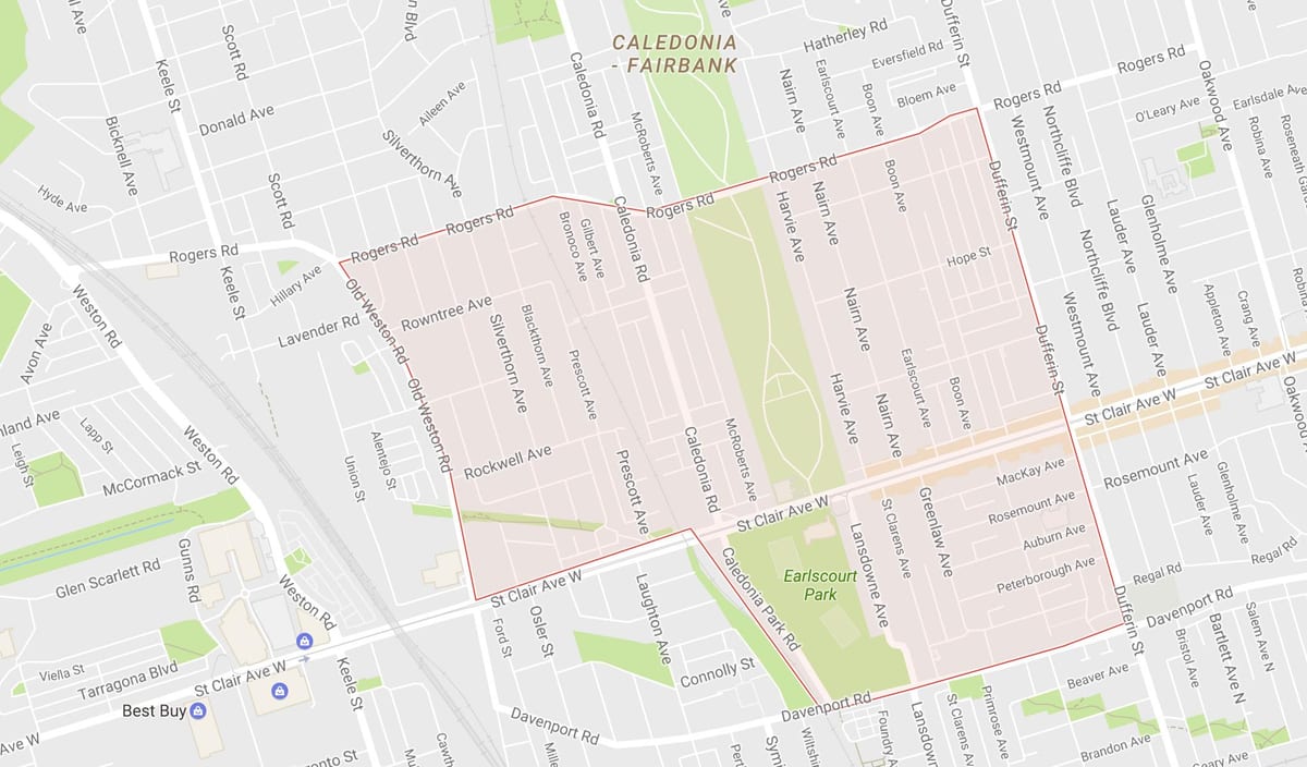 Карта Earlscourt квартал на Торонто