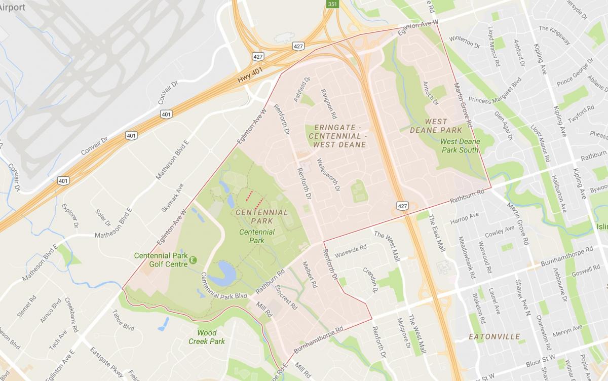 Карта Eringate район на Торонто