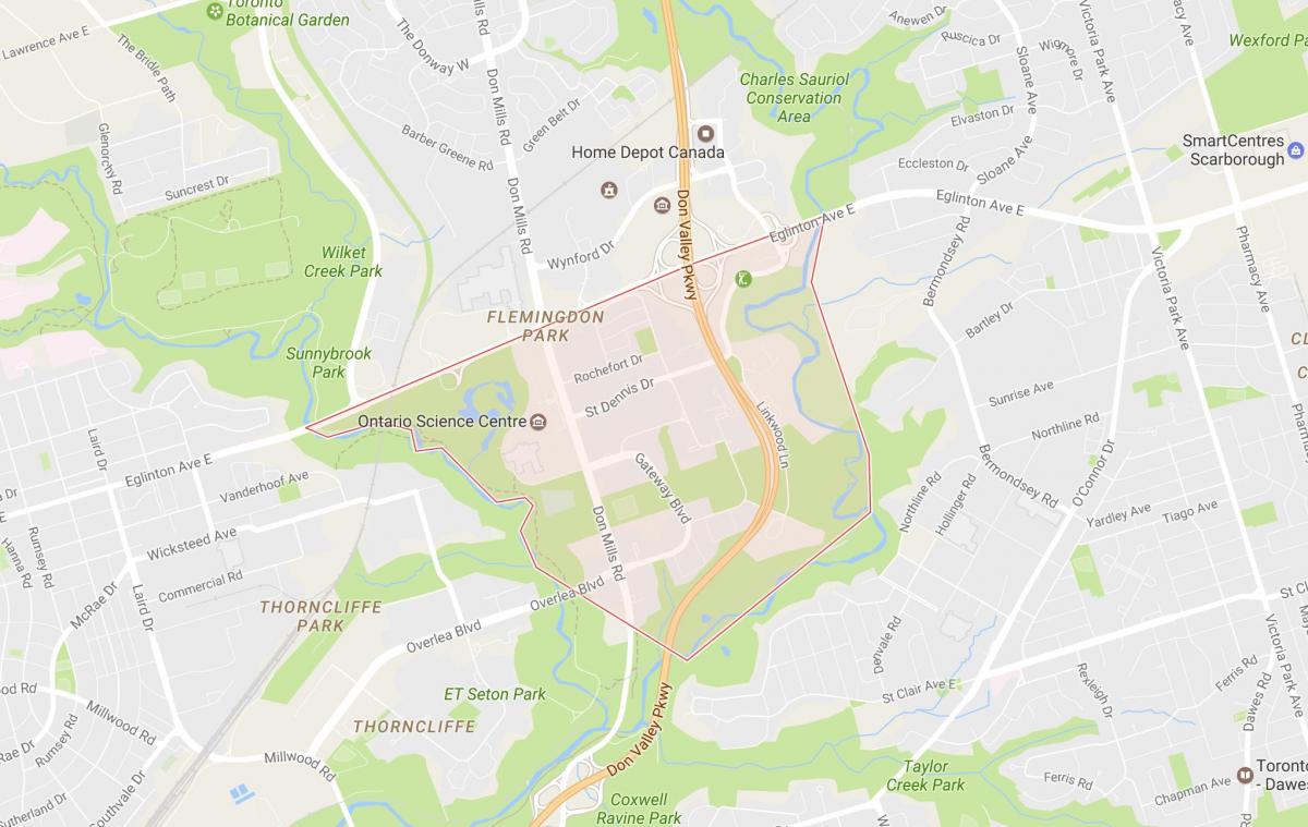Карта Flemingdon Park в района на Торонто