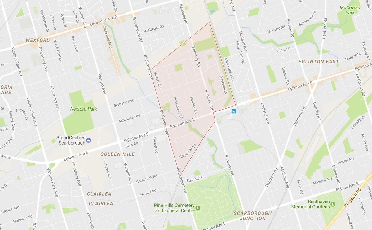 Карта Ionview район на Торонто