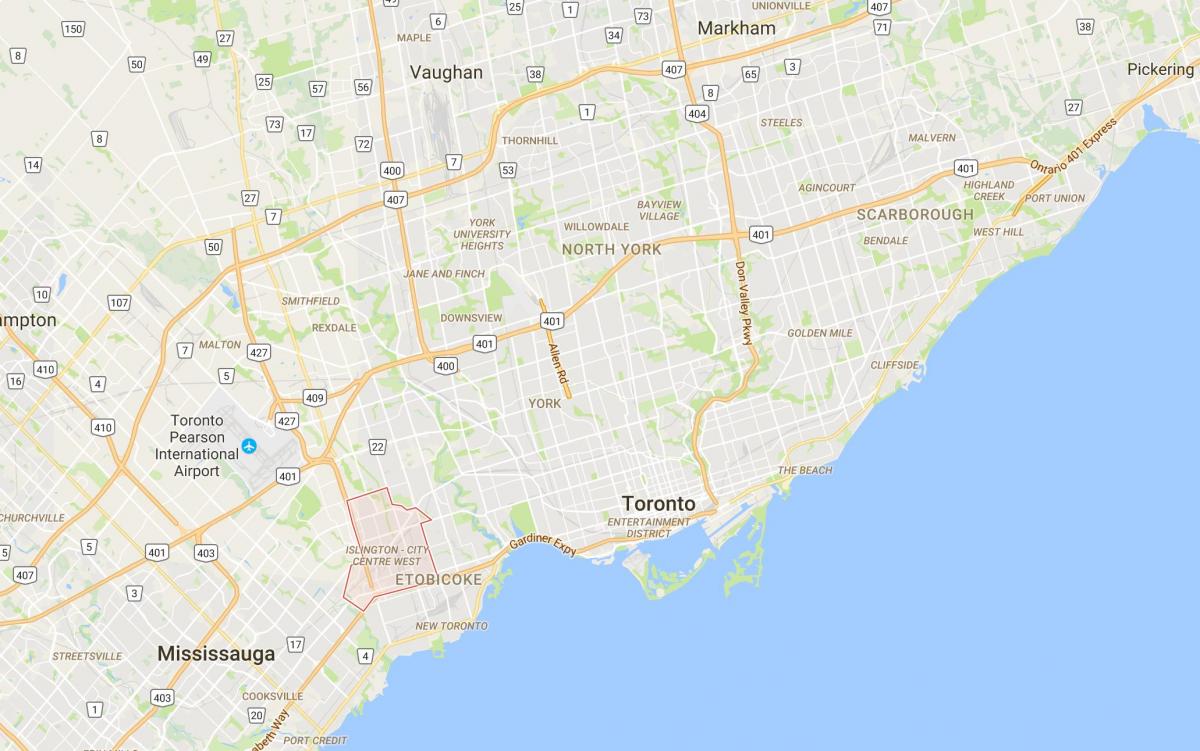 Карта Islington-сърцето на Западен район на Торонто