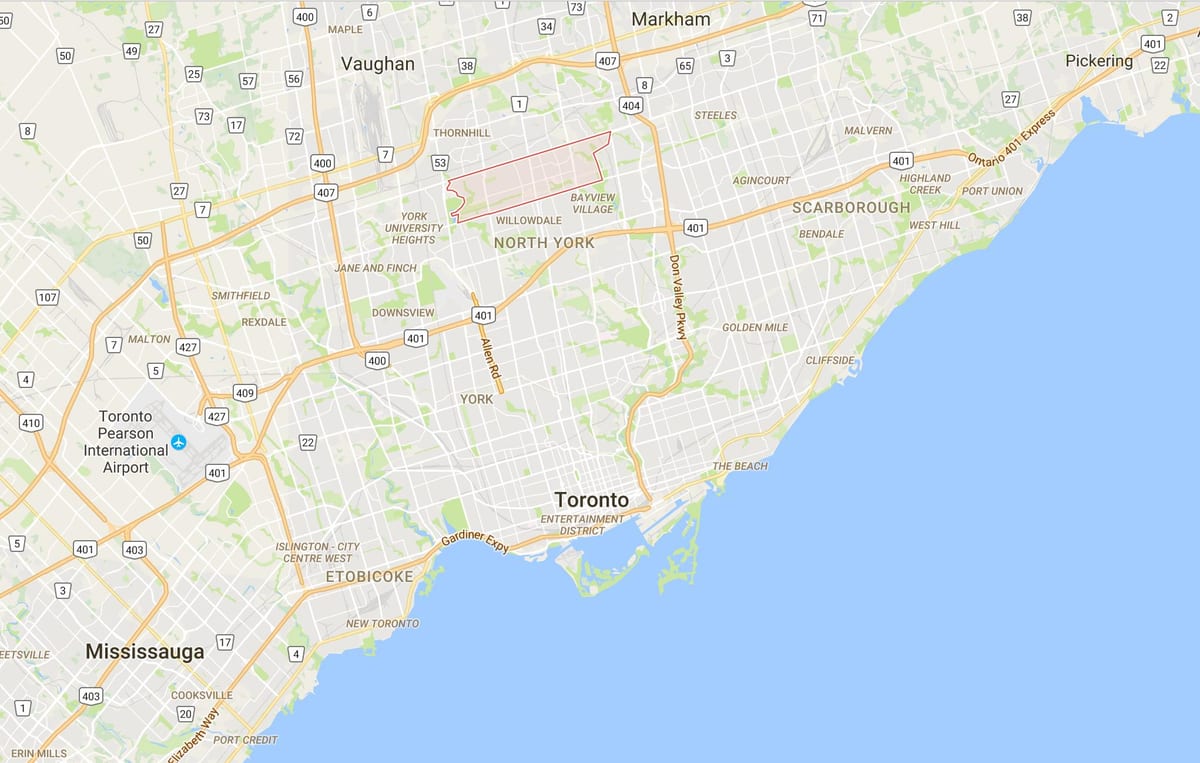 Карта Newtonbrook район на Торонто