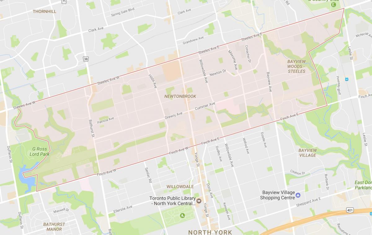 Карта Newtonbrook квартал на Торонто