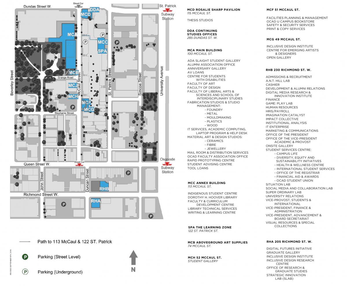 Карта OCAD Университет на Торонто,