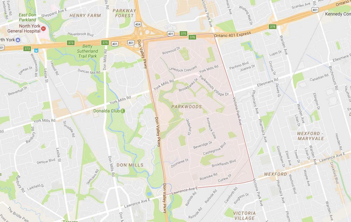 Карта Parkwoods квартал на Торонто