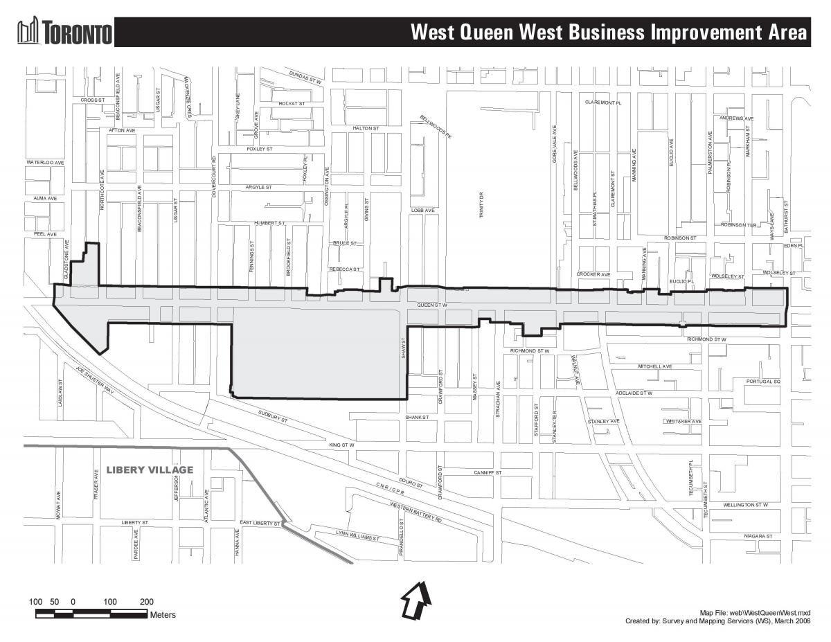 Карта на Куийн стрийт Уест в Торонто