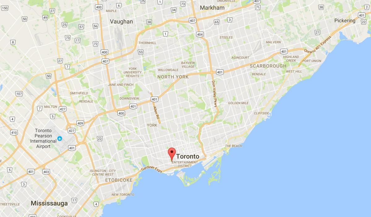 Карта на Кралица улица западния квартал на Торонто