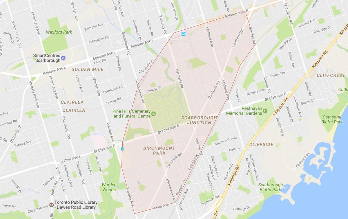 Карта на Scarborough Кръстопът квартал на Торонто