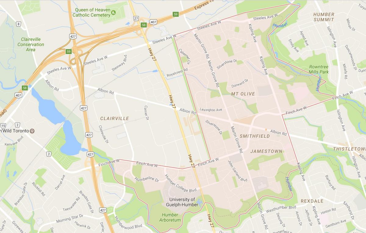 Карта Smithfield района на квартал на Торонто