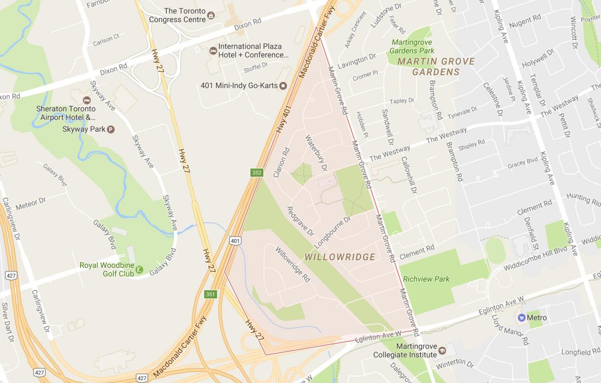 Карта Willowridge квартал на Торонто