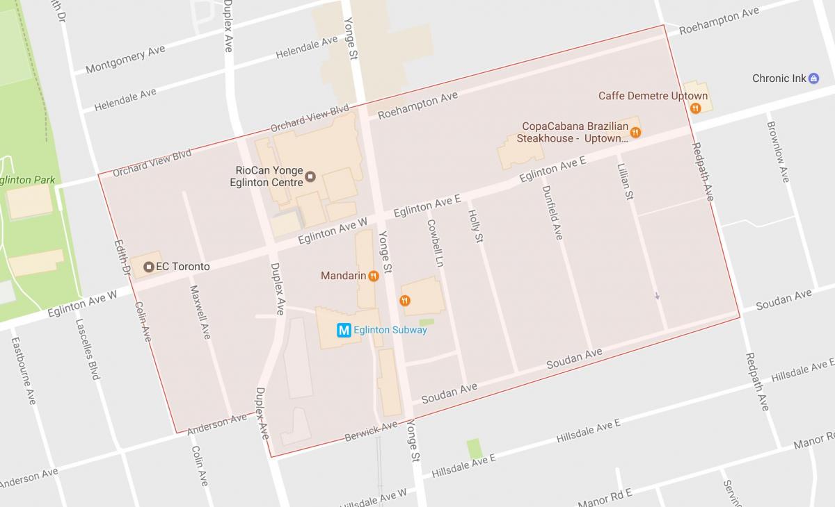 Карта на yonge и eglinton квартал на Торонто