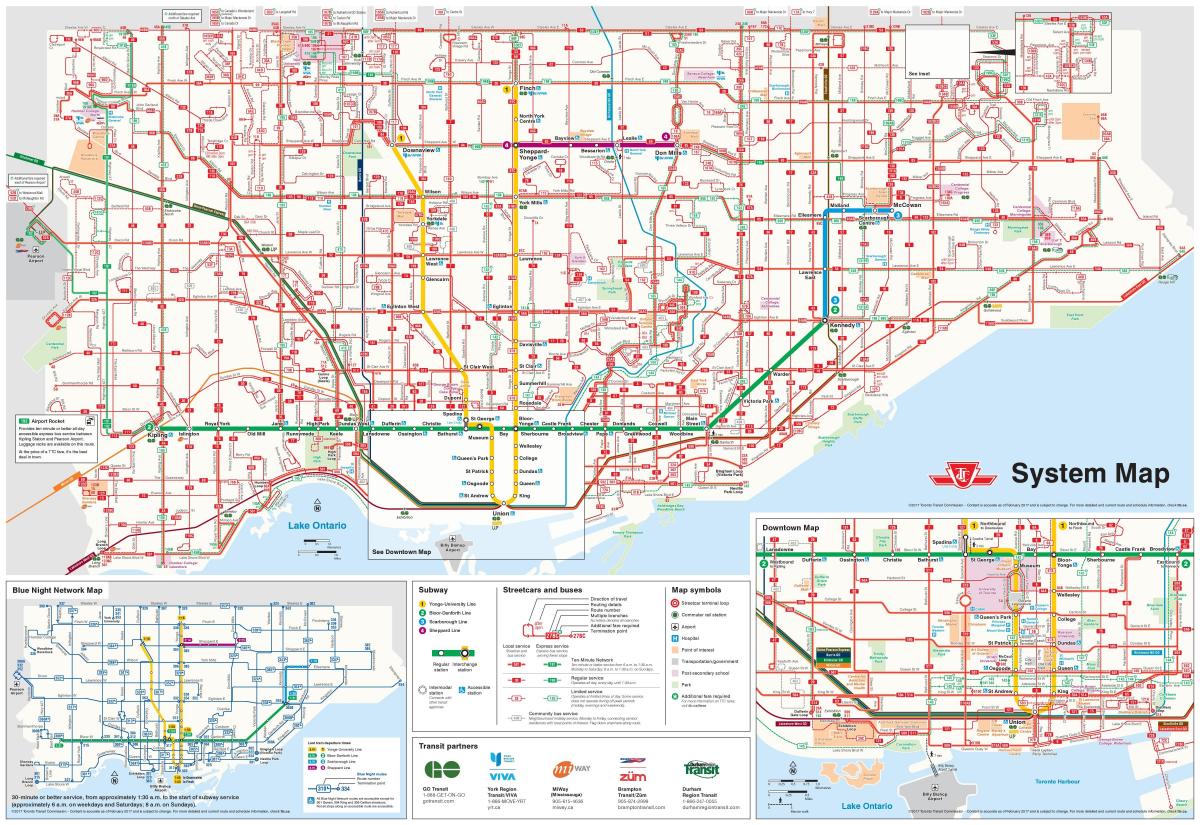 Карта на автобусни линии TTC 