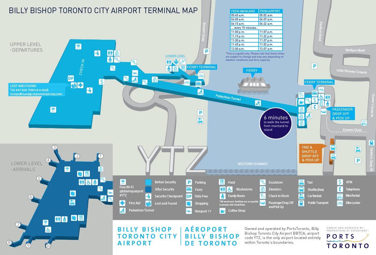 Карта на летището Били Епископ Торонто Сити 