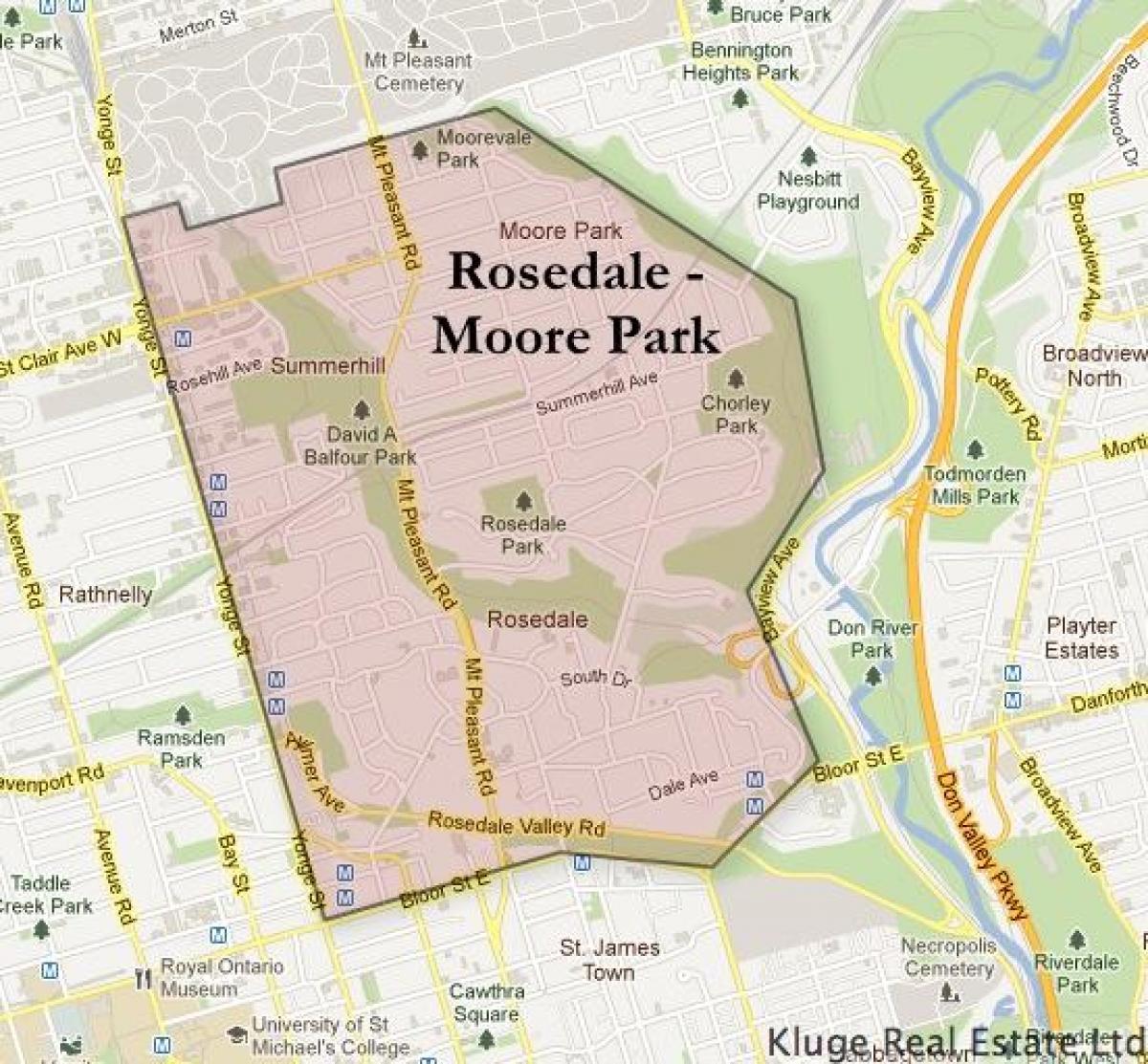 Карта Rosedale Мур Парк Торонто