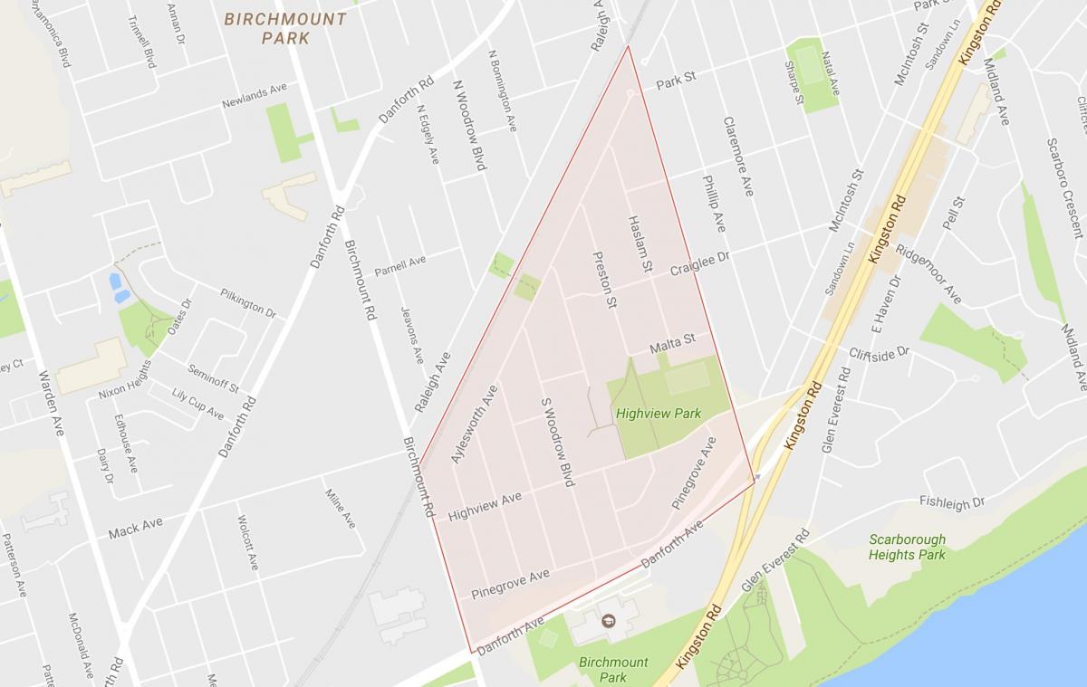 Карта Бреза скали на височина квартал на Торонто