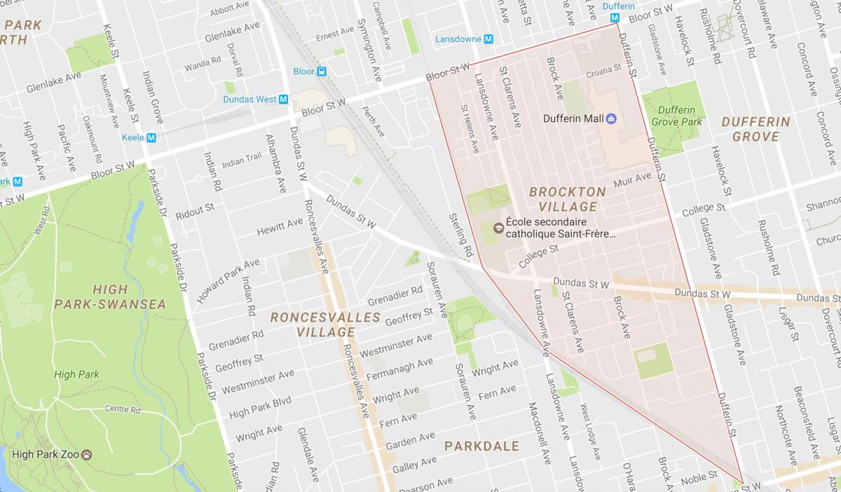 Карта Броктон Село квартал на Торонто
