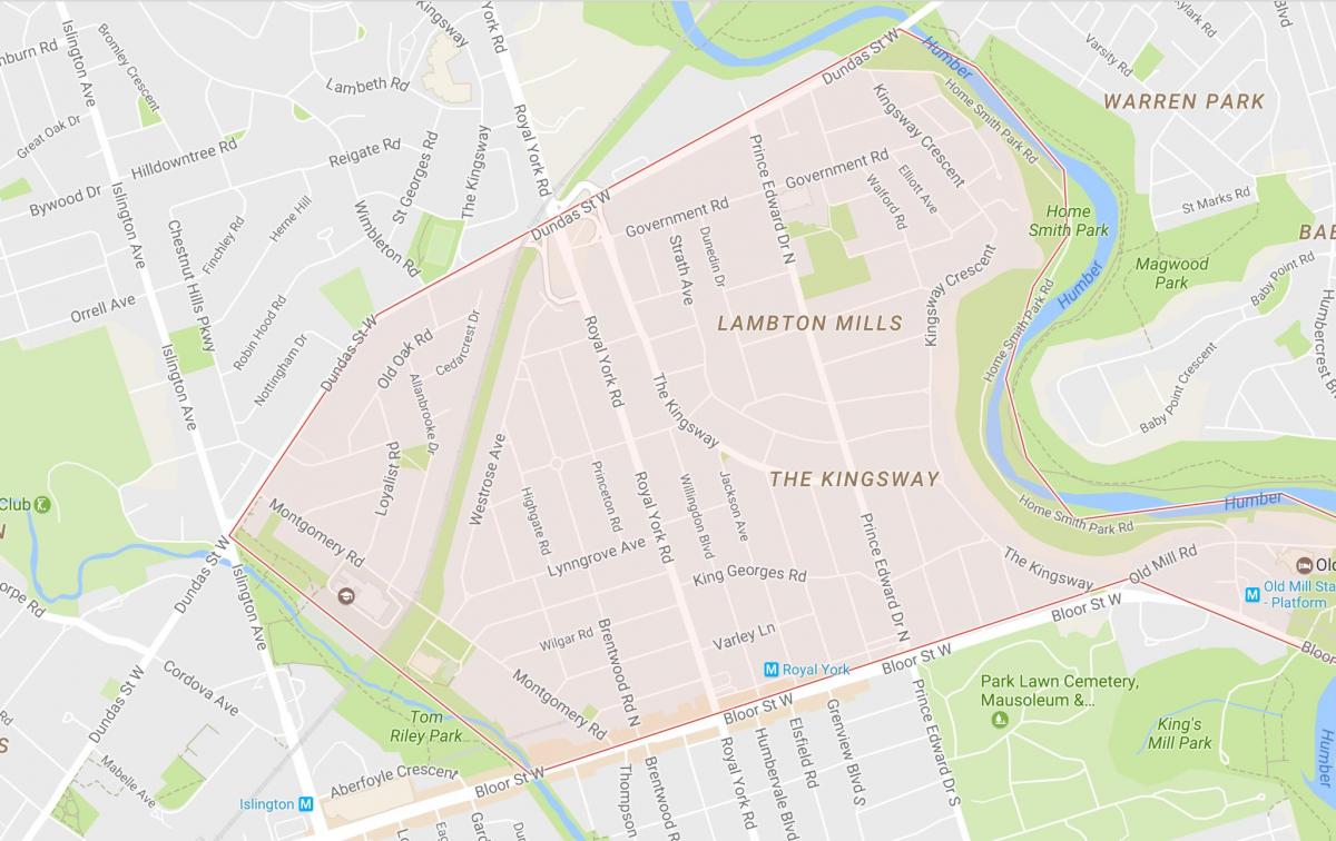 Карта Кингсвэй квартал на Торонто