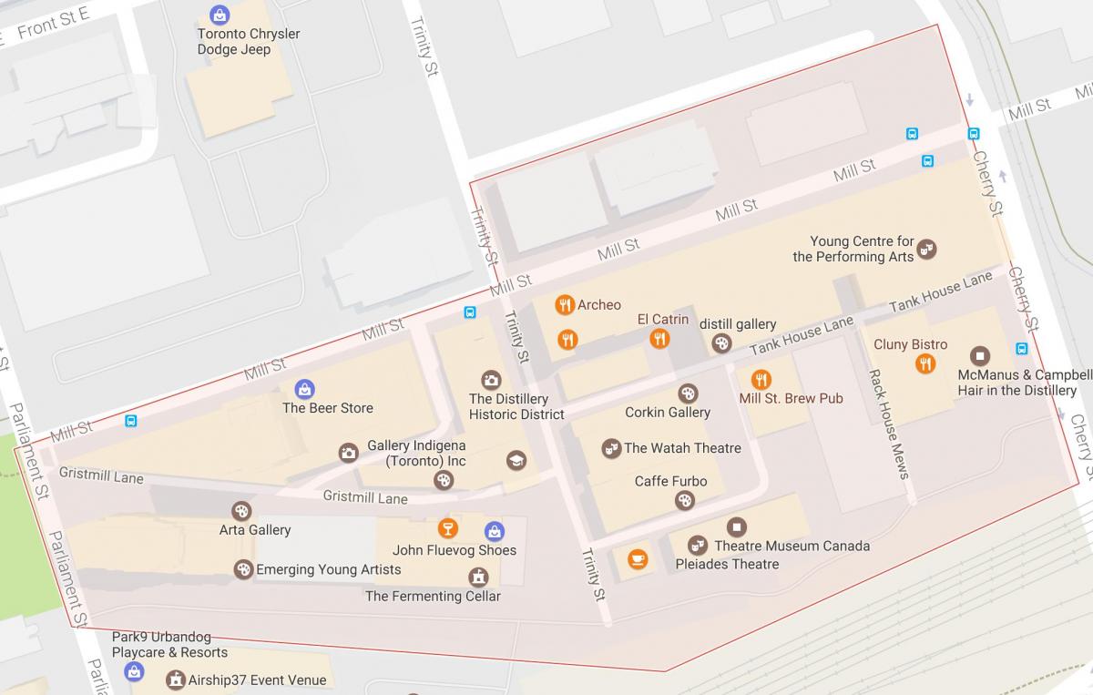 Карта дестилационни фабрики район квартал на Торонто