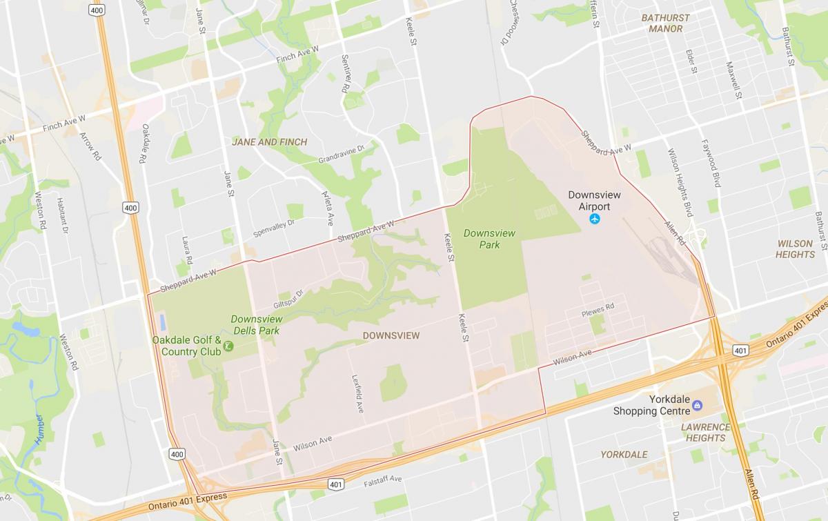 Карта Даунсвью квартал на Торонто