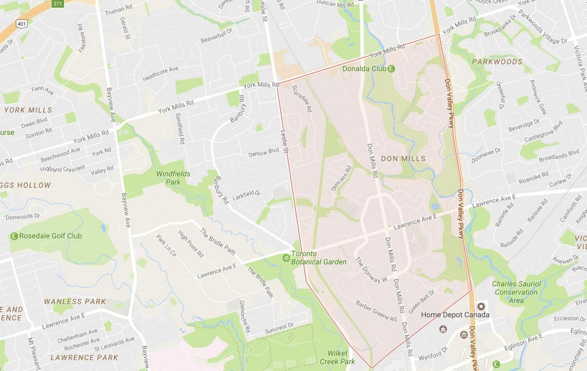 Карта на Дон Милс район на Торонто