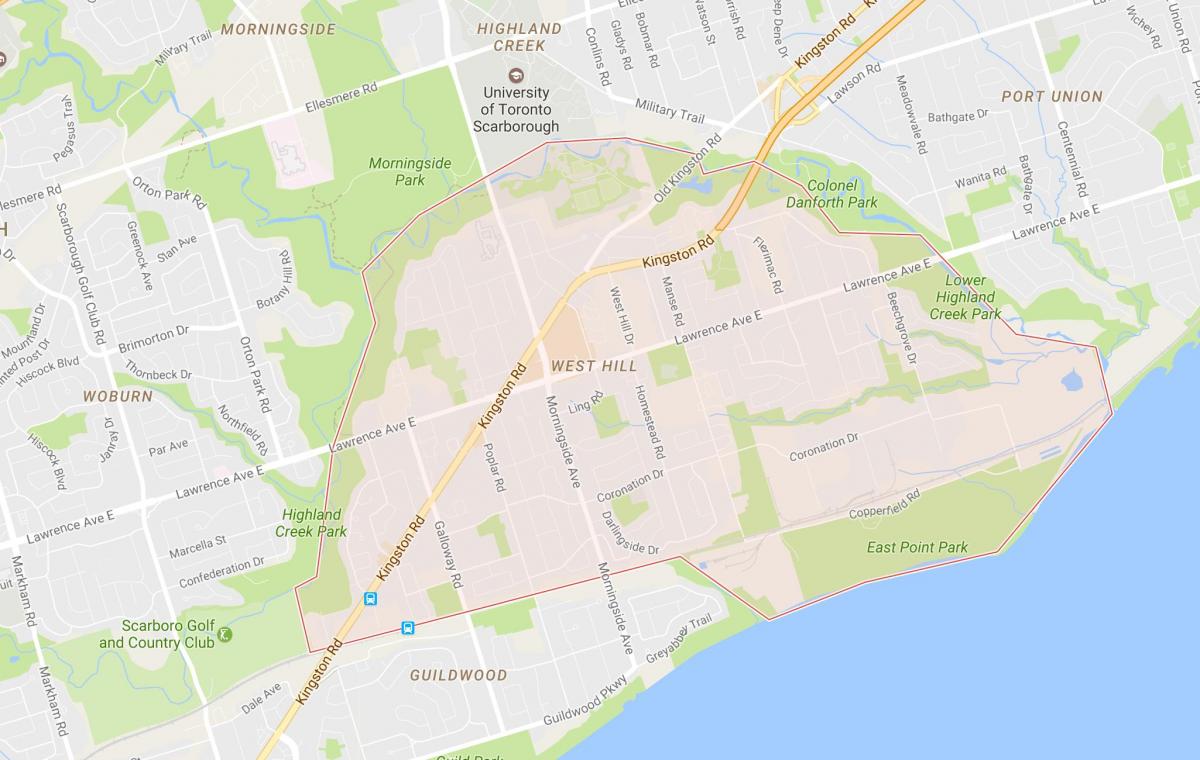 Карта на Западния хълм квартал на Торонто