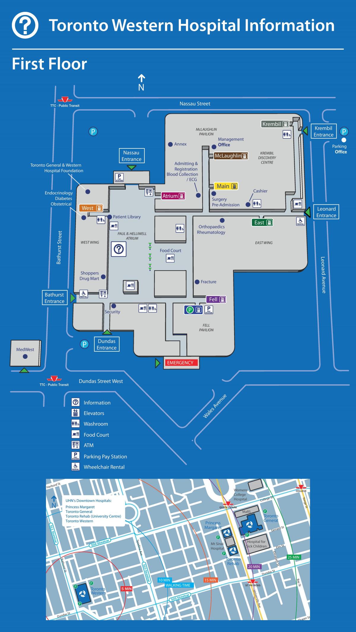 Карта на Западна болница в Торонто 