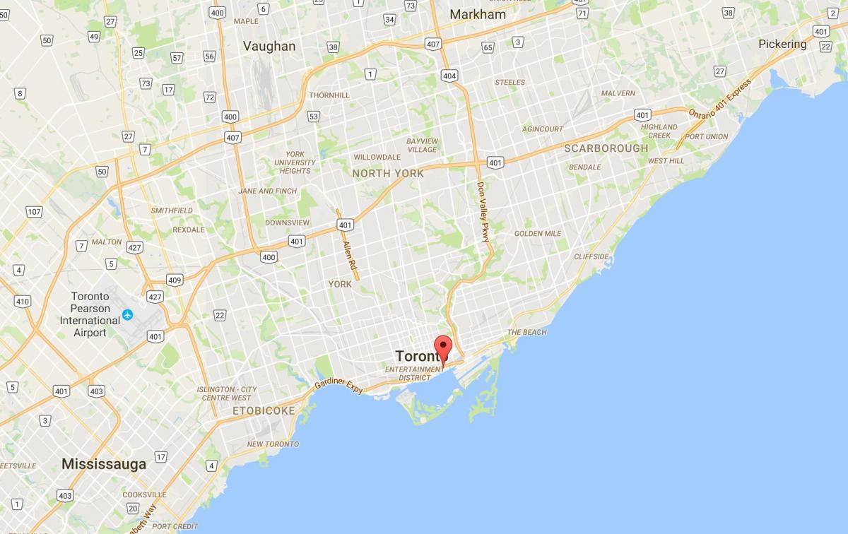 Карта на Източна Бейфронт район на Торонто