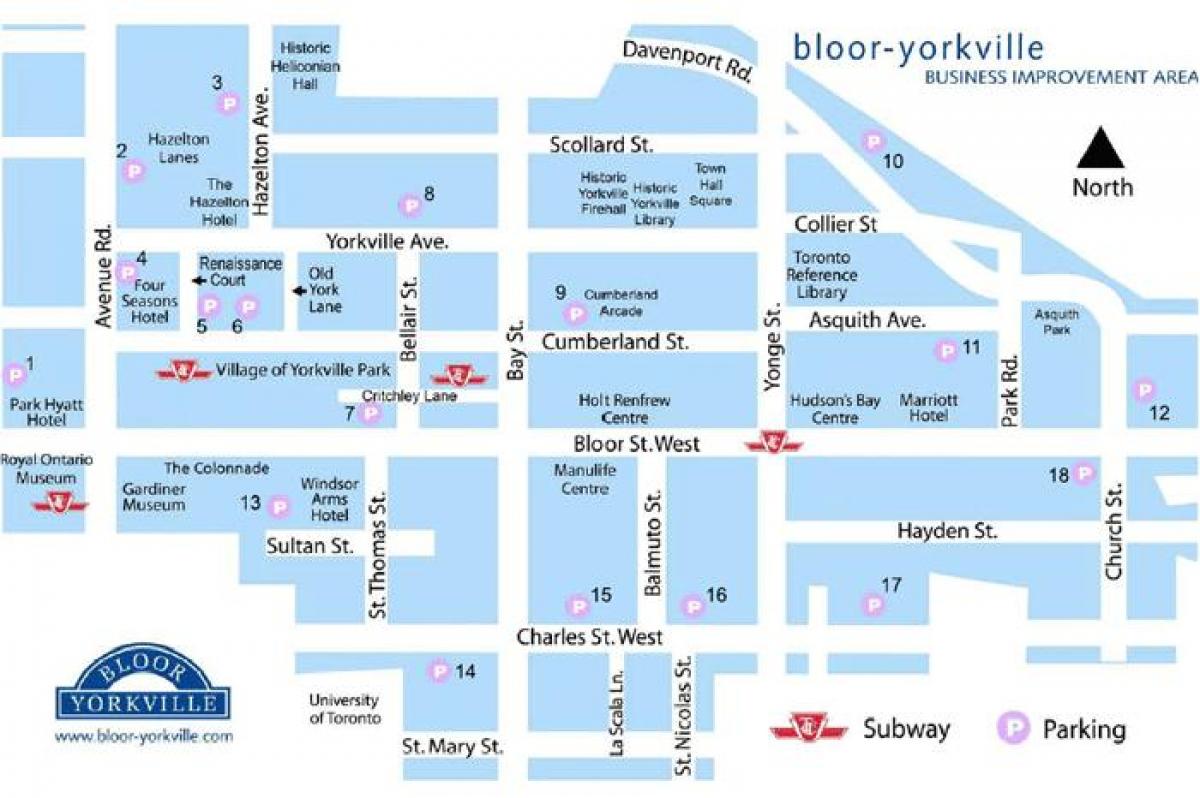 Карта метростанция Bloor-Йорквилл