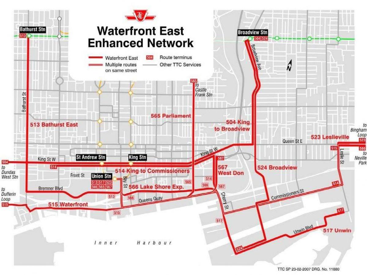 Карта на езерото Изток разширено мрежа Торонто