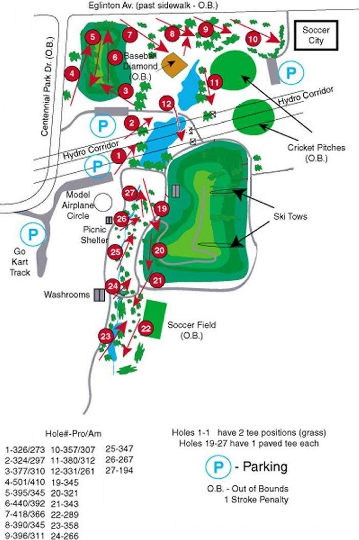 Карта курсове Сентенниал Парк голф-Торонто