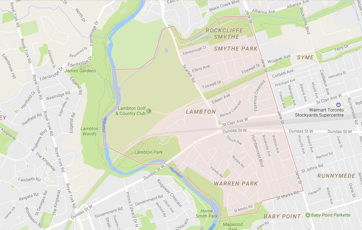 Карта Ламбтон квартал на Торонто
