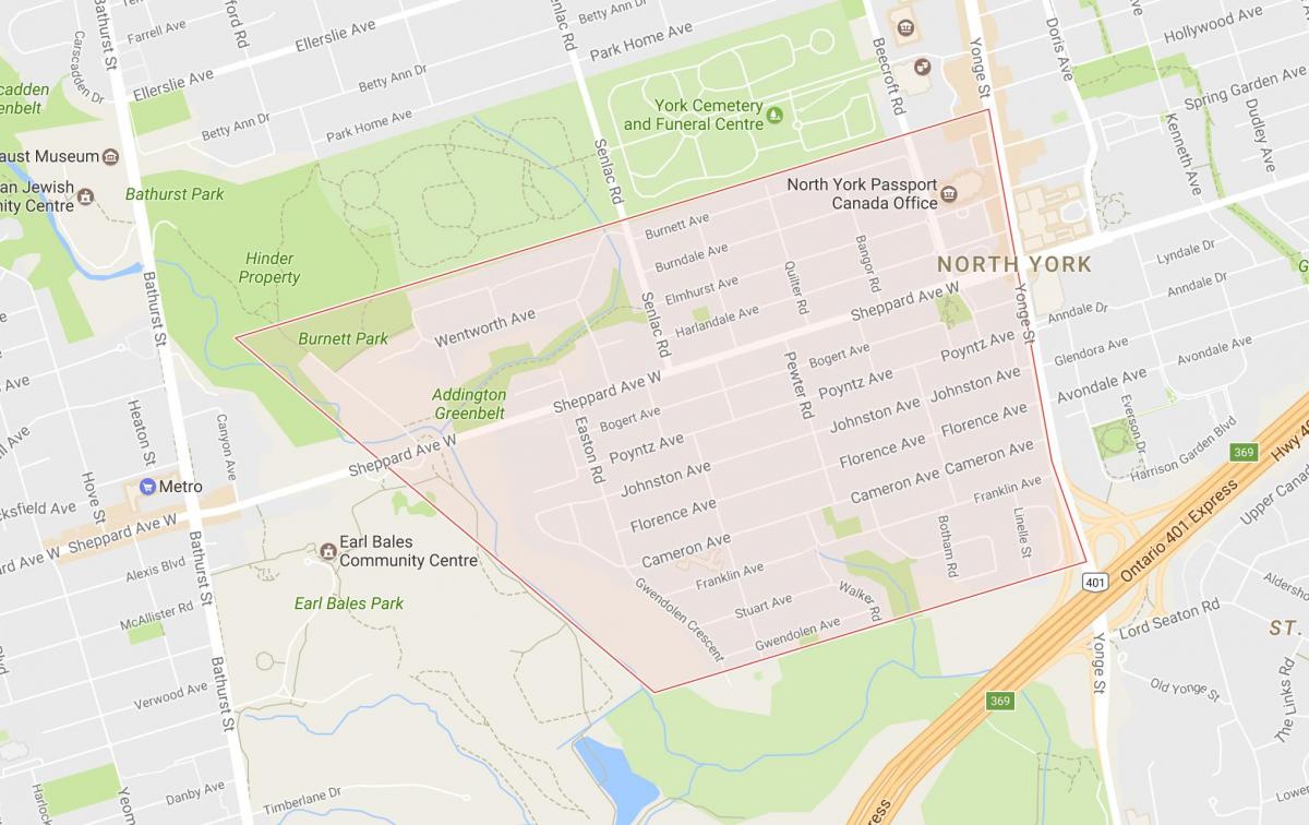 Карта Лансинг район на Торонто