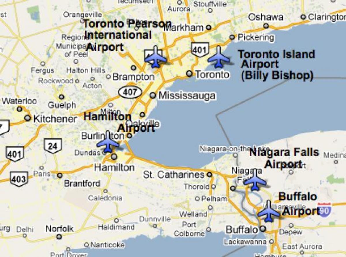 Карта-близко летище в близост до Торонто