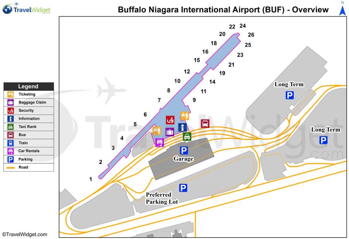 Карта на летище Бъфало Ниагара 