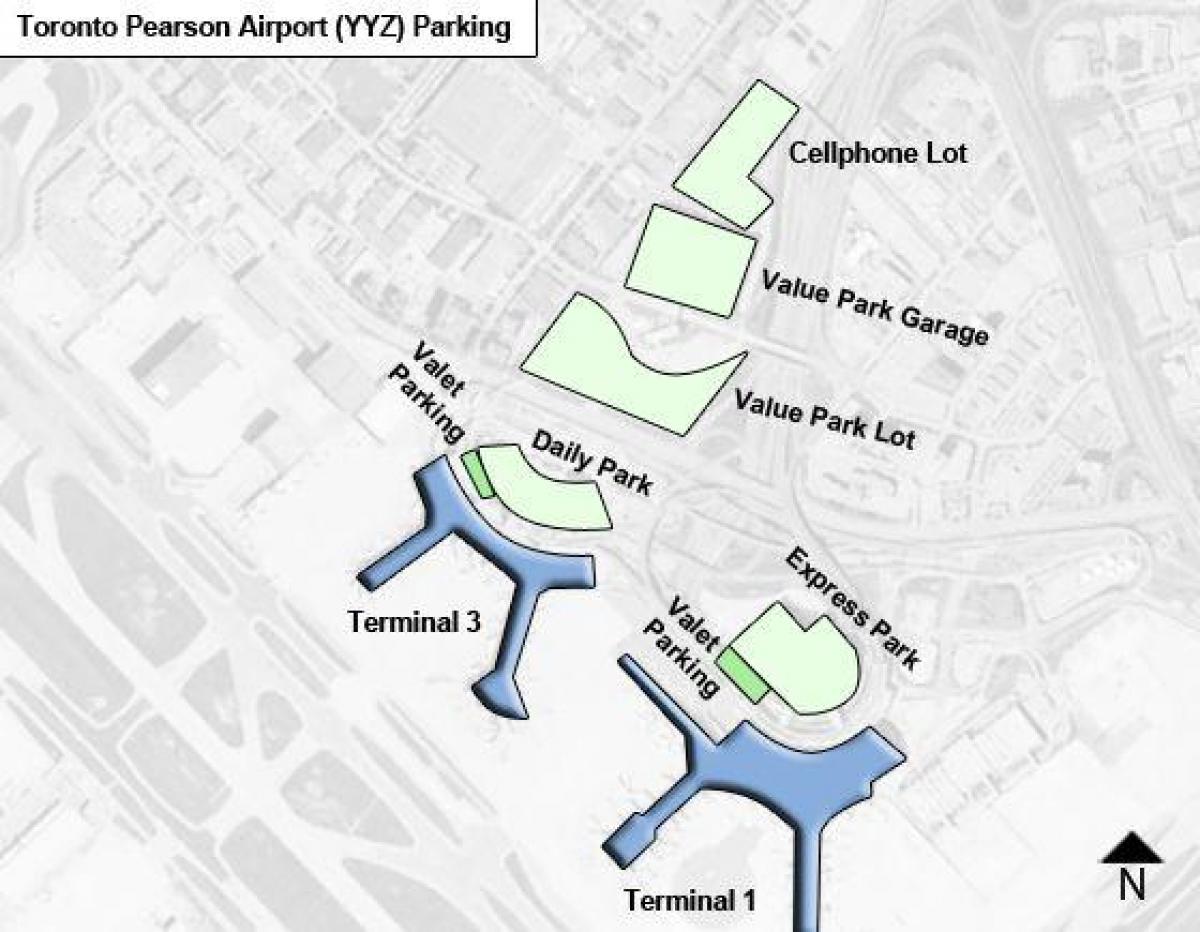 Карта на летище Торонто Пиърсън паркинг