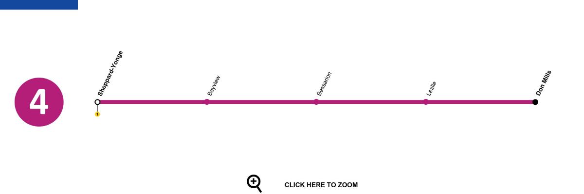 Карта Торонто метро линия 4 Шепърд