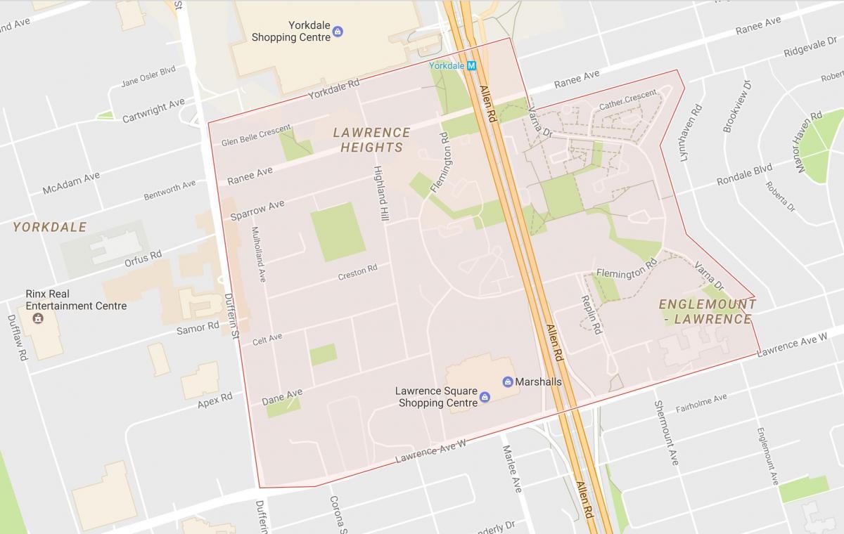 Карта на Лорънс височина квартал на Торонто