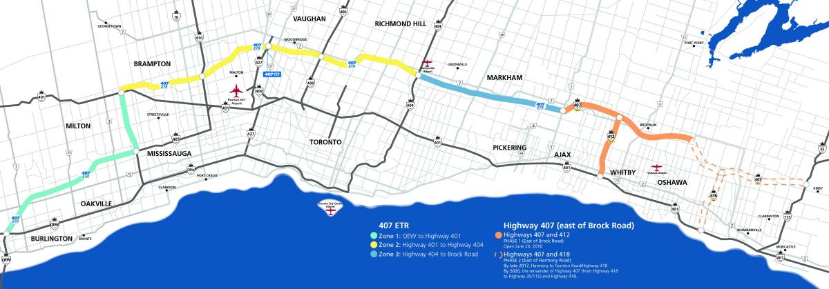 Карта Торонто магистрала 407